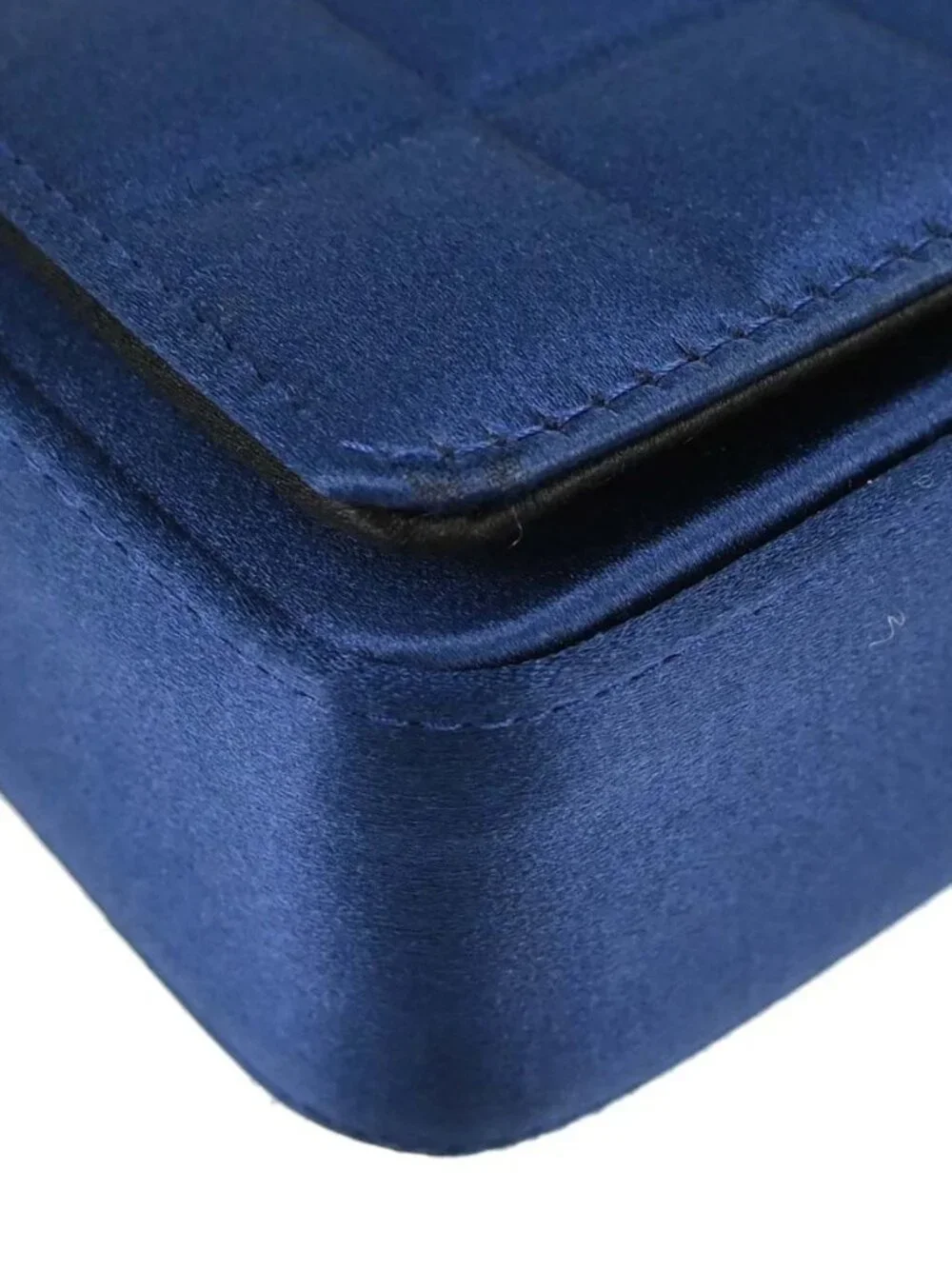 Chanel Blue Black Satin Choco Bar Handbag 197601